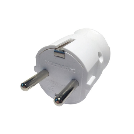 Вилка пряма NEOMAX NX1001, 2P+PE, 16A, біла - 1