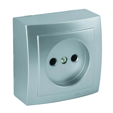 Розетка накладная NILSON Themis, 220 В,16 А, 2P, серебро, 26131015 - 1