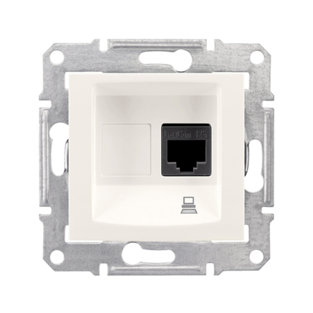 Розетка компьютерная RJ45, категория 5е, неэкранированная UTP Schneider Electric Sedna, слоновая кость, SDN4300123 - 1