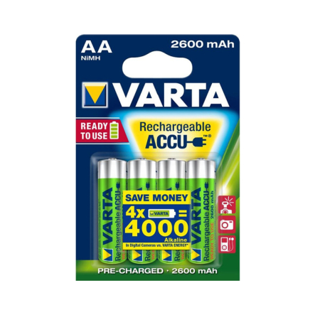 Аккумуляторная батарейка VARTA Rechargeable Accu, AA [ LR06 ], 1,2 В, 2600 мАч,NI-MH, цена за упаковку, продаем поштучно, 5716101404 - 1