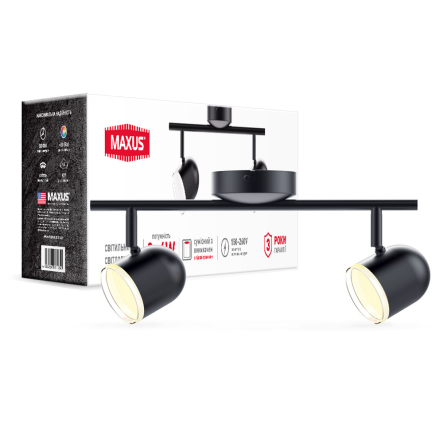Світовий світильник на 2 лампи MAXUS MSL-01С, 8W, 4100K, чорний - 1