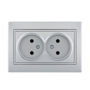 Розетка Lezard MIRA подвійна, без заземлення, метал сірий, 701-1010-128В