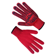Рукавички трикотажні червоні з ПВХ крапкою, 74040