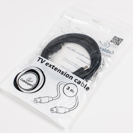 Антенный кабель-удлинитель Cablexpert CCV-515-3M, 75 Ом, 3 м, черный