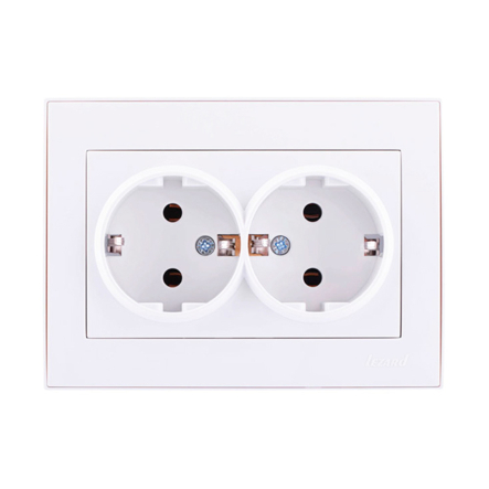 Розетка Lezard RAIN подвійна с заземлением, біла, 703-0202-127В - 1