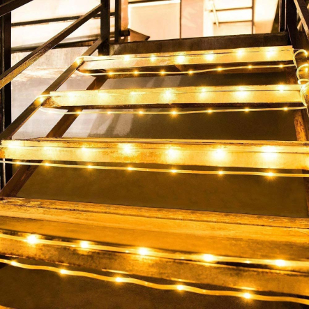 Гирлянда LED Трубка 100LED 10м, на солнечной батарее, Тёплый белый свет