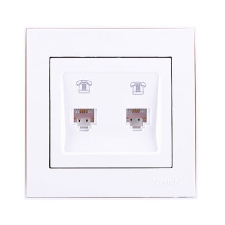 Розетка Lezard RAIN ТФ двойная, белая, 703-0288-138 - 1