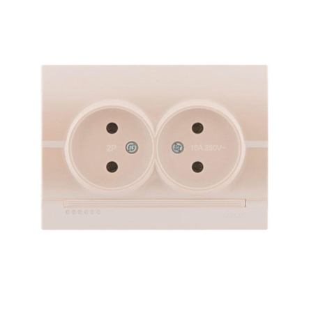 Розетка Lezard DERIY подвійна без заземлення, перлинно-білий металік, 702-3030-128В - 1