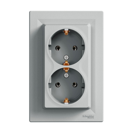 Розетка двойная, с заземлением, Schneider Electric ASFORA, алюминий, EPH9900161 - 1