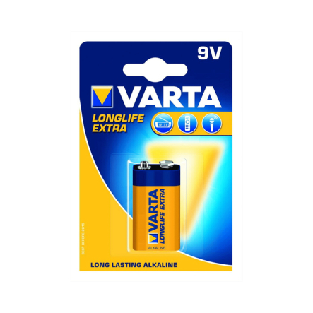 Батарейка VARTA 6LR61, 9 В, LongLife Extra, alkaline, крона, 4122101411 - 1