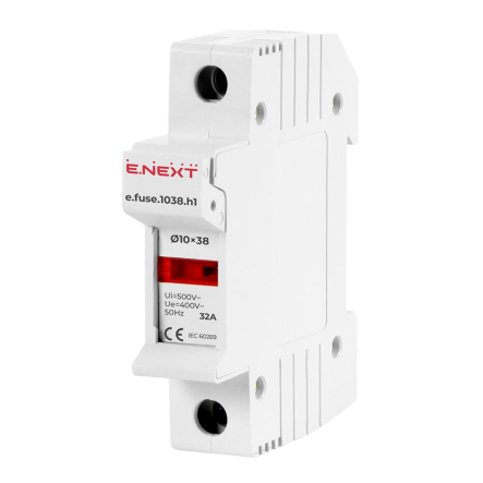 Держатель предохранителя E.NEXT e.fuse.1038.h1, на DIN-рейку, под предохранитель 10х38, 1р, 32А, i0300001 - 1