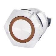 Кнопка металлическая АСКО-УКРЕМ TYJ 22-271, плоская 22мм с подсветкой 1NO+1NC, желтая 220V, A0140010131