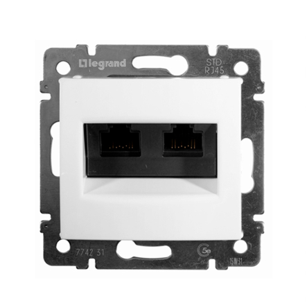 Розетка компьютерная 2xRJ45 UTP категория 5Е LEGRAND Valena, 774231, белая - 1