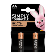 Батарейка Duracell Simply АА, LR6 [MN1500], 1.5 В, alkaline, ціна за блістер-2 шт., поштучно не продаємо!!!, 5015102
