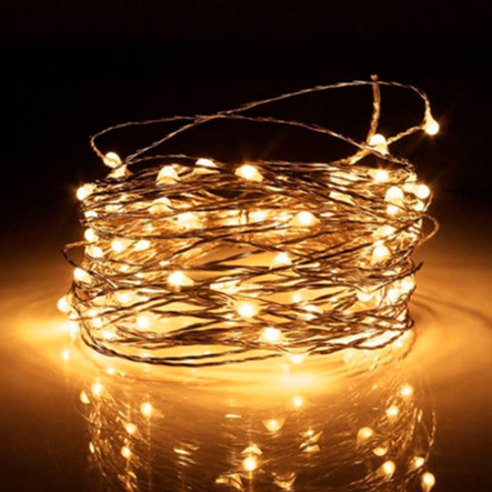 Гирлянда Роса, на батарейках, 5 м, 3 режима свечения, золотой свет, RV-104 G(003WW) - 1