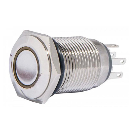 Кнопка металлическая с подсветкой АСКО-УКРЕМ TYJ 16-262 220V 2NO+2NC желтый, A0140010095