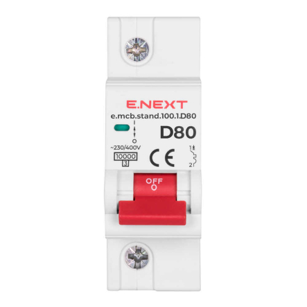 Автоматический выключатель E.NEXT e.mcb.stand.100.1.D80, 1р, 80А, D, 10кА, s026012