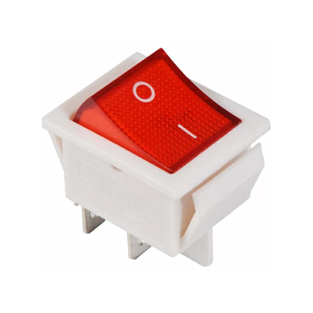 Переключатель 1 клав. красный с подсветкой KCD2-201N R/WH 220V, АСКО-УКРЕМ, A0140040105 - 1