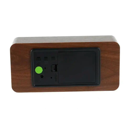 Часы VST-862S-6 зеленый, корпус коричневый, USB, температура, влажность