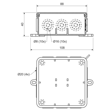 Коробка распределительная KOPOS 8130_KA, IP54, 85х85х40 мм
