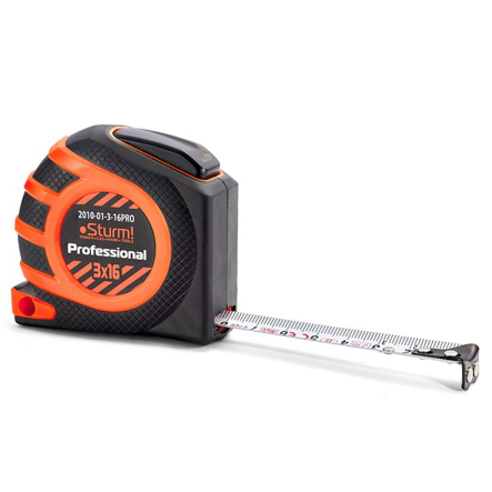 Рулетка Sturm, 3м x 16мм с усиленным магнитом, 2010-01-3-16PRO - 1
