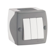 Вимикач 3 кл накладний Mono Electric, OCTANS, IP 20, сірий, 104-020001-114