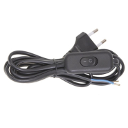 Шнур УШ-1К В вилка +выкл. 2х0,75 2м.чёрный IEK