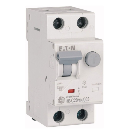 Дифференциальный автомат EATON HNB C20/1N/003, 2P, 20A, С, 30кА, 195128 - 1