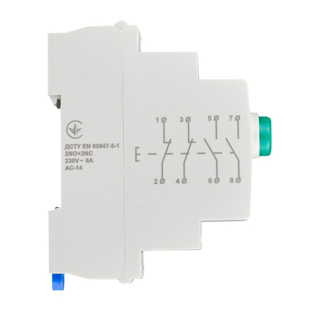 Кнопка на DIN-рейку 2NO+2NC 230V АС МВ-22 зеленая, ACKO-УКРЕМ, A0150010110 Кнопка на DIN-рейку 2NO+2NC 230V АС МВ-22 зеленая, ACKO-УКРЕМ, A0150010110