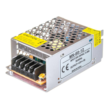 Блок живлення для світлодіодної стрічки 12V, IP20, MN-5A - 60W, 1013424 - 1