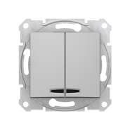 Выключатель двухклавишный, с подсветкой, Schneider Electric Sedna, алюминий, SDN0300360