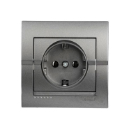 Розетка Lezard DERIY c заземлением, темно серый металлик, 702-2929-122