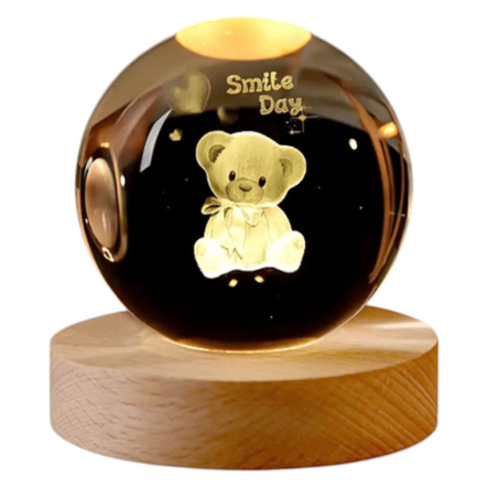 Нічник Кришталева куля 3D від USB Ведмедик - 1