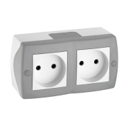 Розетка 2-а без заземлення накладна Mono Electric, OCTANS, IP 20, сіра, 104-020006-121