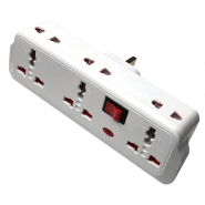 Переходник - адаптер Lemanso LMA7308 с индикатором, кнопкой, 3+3 гнезда