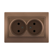 Розетка Lezard MIRA подвійна, без заземлення, світло-коричневий перламутр, 701-3131-128В