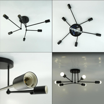 Люстра BELFAST Е27х6 R 740x190 BLACK 220-IP20, чёрная