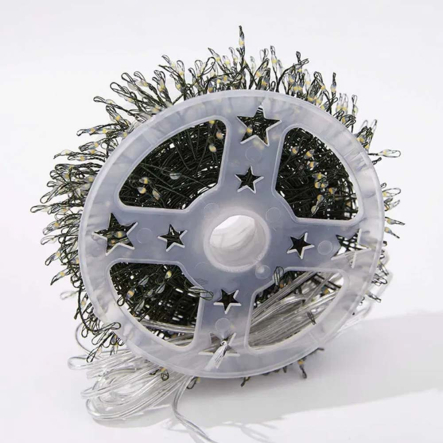 Гирлянда LED Роса мишура от сети  и от USB 30м + пульт, зелёный шнур, Холодный белый