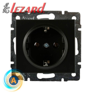 Розетка Lezard RAIN 703-4288-122В, 16A, 2P+PE, одинарная, с заземлением, Антрацит