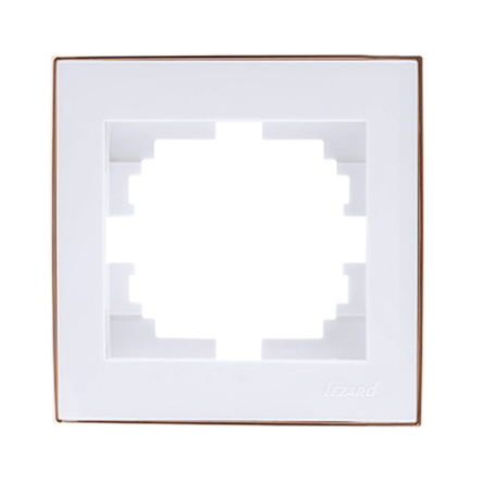 Рамка Lezard RAIN одноместная, белая, с боковой вставкой золото, 703-0226-146 - 1