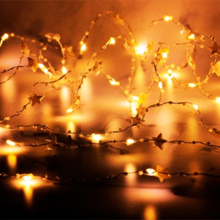 Гирлянда на батарейках с золотыми бусинами, звёздочками, 2 м, 20 Led, ZABI-5 - 1