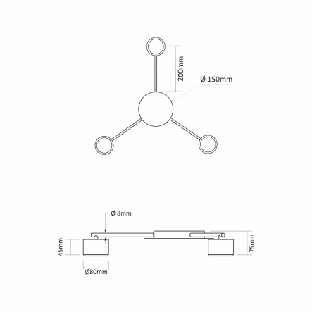Светильник VIDEX под лампу 3xGX53 VL-SPF20B-B, накладной, чёрный, 27676