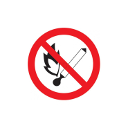 Знак Ф180мм "Забороняється користуватися відкритим вогнем та палити"