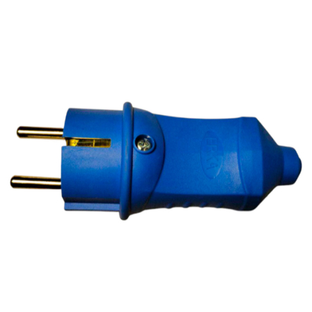 Вилка ERKA 4001-5, 16А, з/к прямая синяя (каучук)