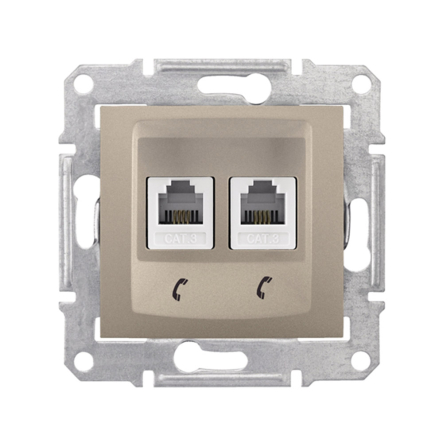 Розетка телефонная 2я RJ11 Schneider Electric Sedna, титан, SDN4201168 - 1
