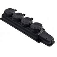 Колодка каучукова АСКО-УКРЕМ 2Р+PE із захисними кришками чотиримісна, 16А, IP44, A0250010010