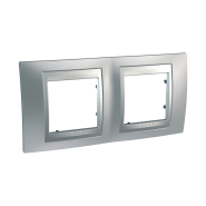 Рамка 2-місна хром матовий/алюміній Schneider Electric Uniсa TOP, MGU66.004.038
