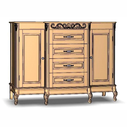 Комод Мебус Империя 4Ш2Д с выступом, 1655х510х1225 мм, дуб - 1