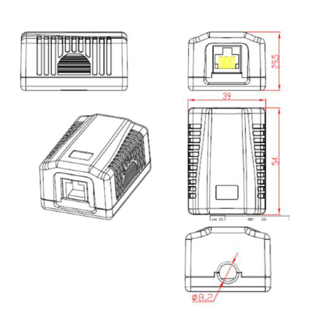 Розетка на 1 порт Cablexpert NCAC-1U5E-01, RJ-45, 5E cat, внешняя