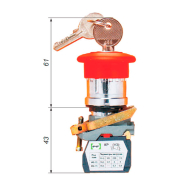 Выключатель кнопочный Промфактор ВК-011КГрКБ 4Р, Грибок, ключ-бирка 4нз, красный